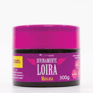 Divinamente Loira Máscara- O matizador e reconstrutor milagroso para Loiras! Este produto especial para Mega Hair Blond, contém super ingredientes como extrato de camomila, extrato de jaborandi & extrato de goji berry, que garantem fios hidratados, nutridos e desamarelados. Para você dizer adeus aquele loiro amarelo!